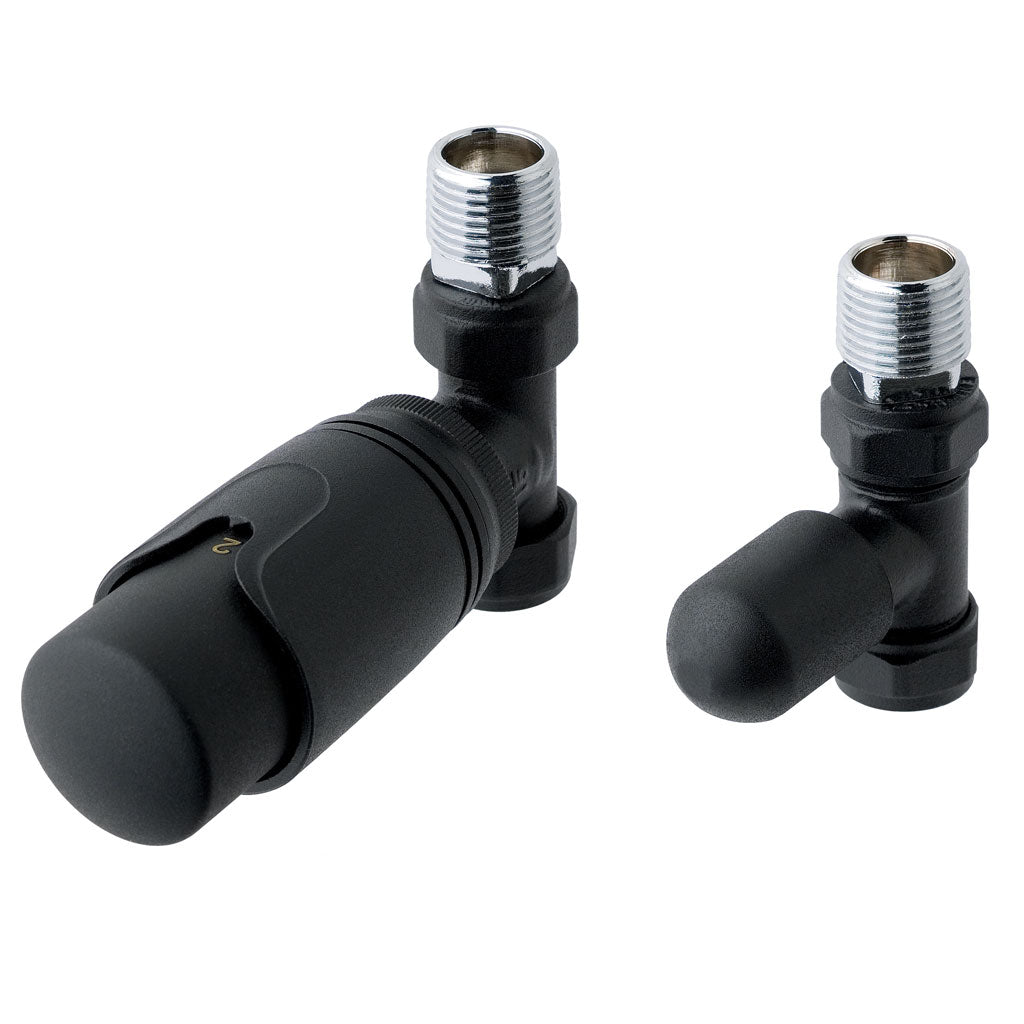 Eastbrook Valve Radiator Aansluitset Recht Met Thermostaat 15mm Mat Zwart