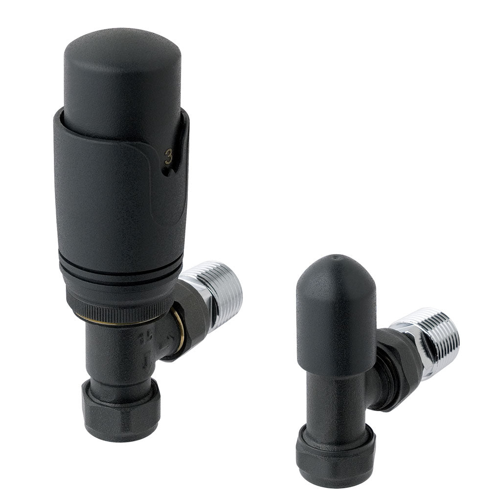Eastbrook Valve Radiator Aansluitset Haaks Met Thermostaat 15mm Mat Antraciet