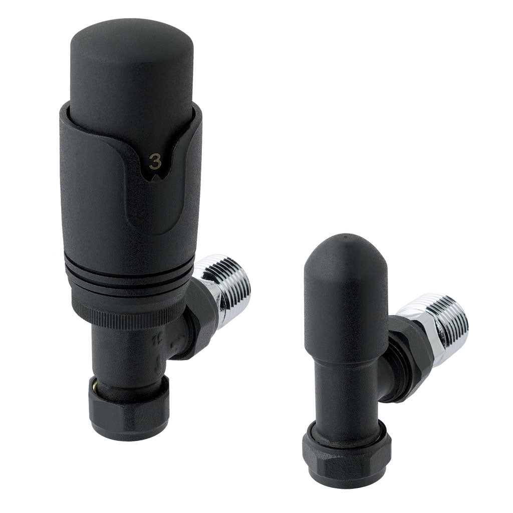 Eastbrook Valve Radiator Aansluitset Haaks Met Thermostaat 15mm Mat Zwart
