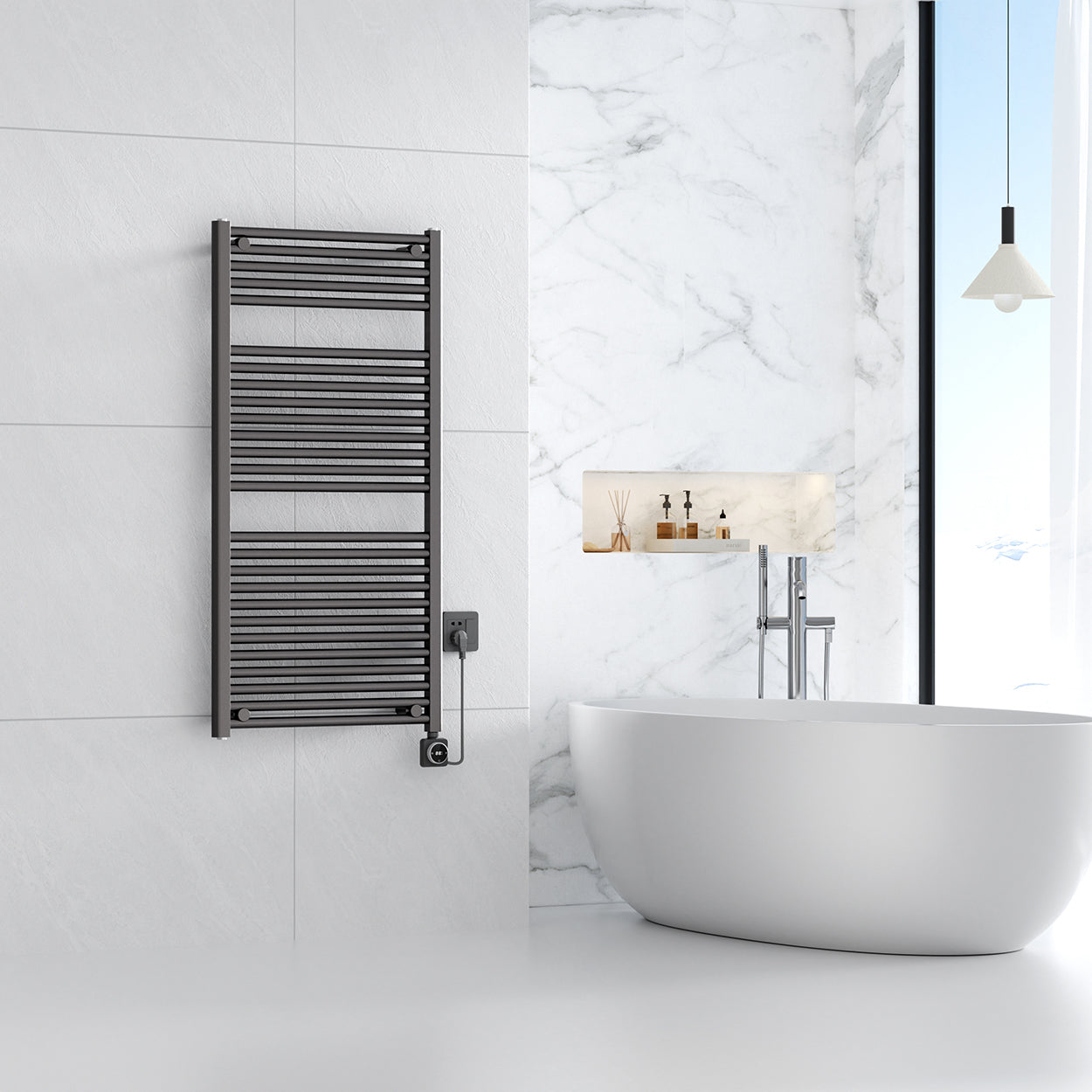 Wiesbaden Elara elektrische radiator Smart WiFi 118,5 x 60 cm gunmetal PVD