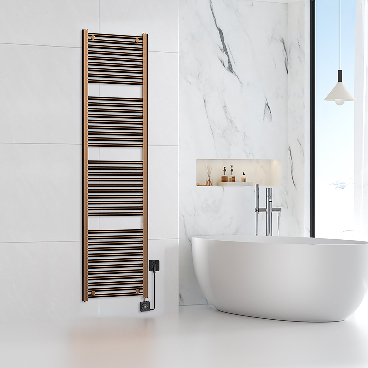 Wiesbaden Elara elektrische radiator Smart WiFi 181,7 x 45 cm geborsteld brons koper PVD