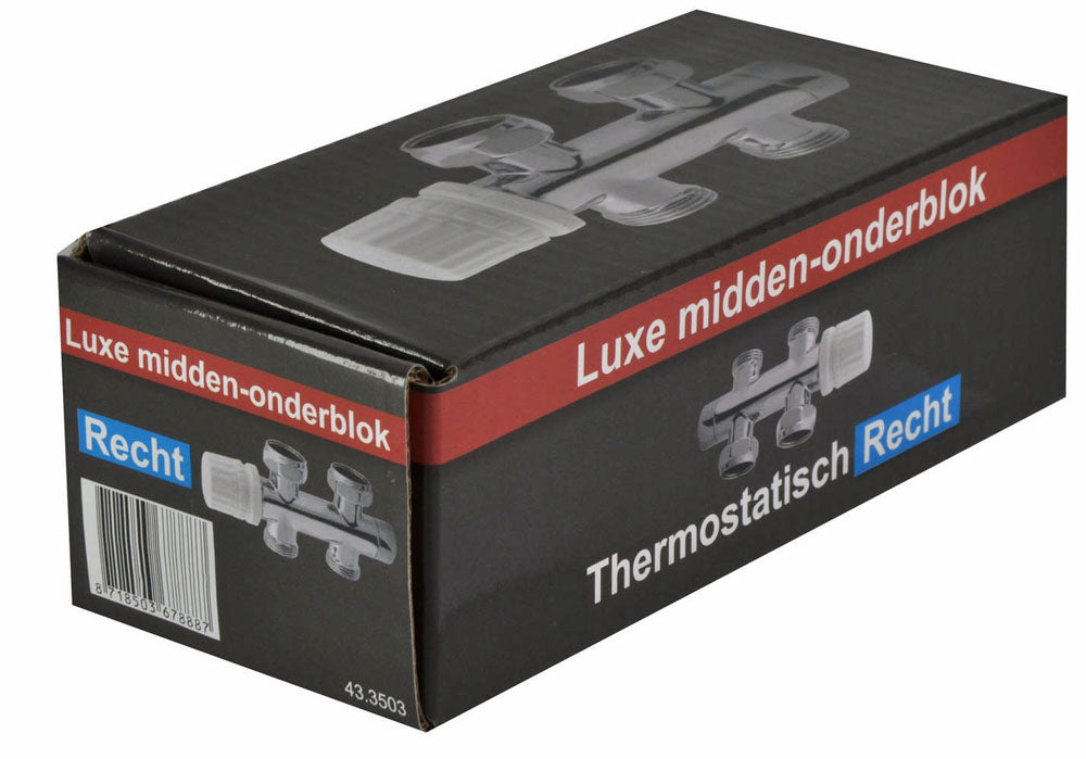 Thermostatisch onderblok recht 3/4" chroom