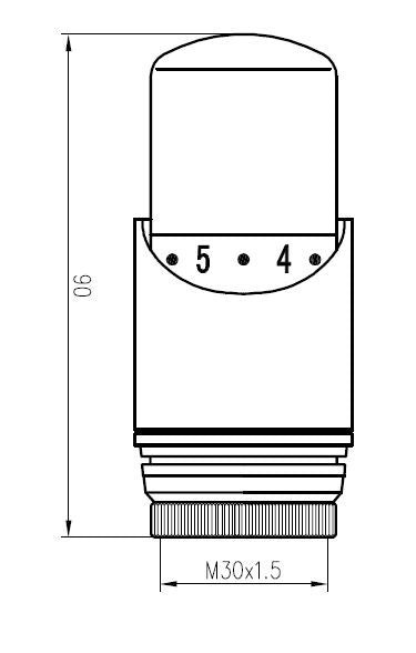Maattekening Thermostaatknop M30 chroom