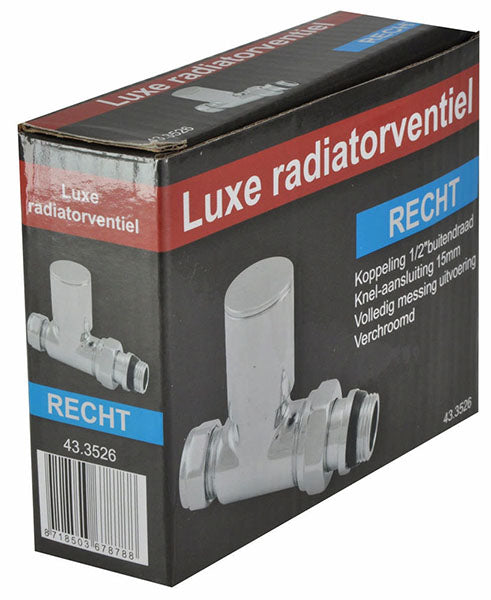 Radiatorventiel recht 1/2" x 15 mm chroom