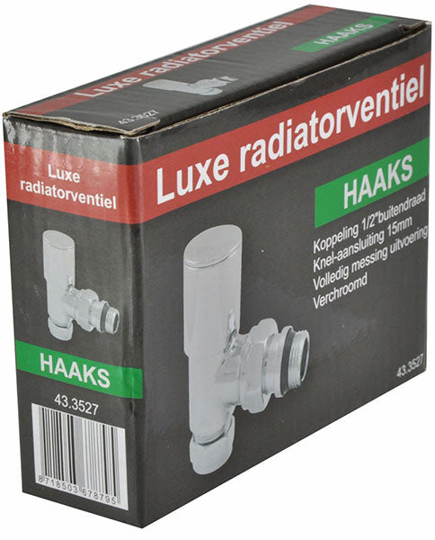 Radiatorventiel haaks 1/2" x 15 mm chroom