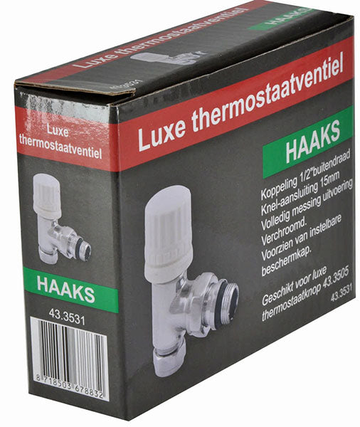 Thermostatisch voorbereid radiatorventiel haaks 1/2" x 15 mm chroom