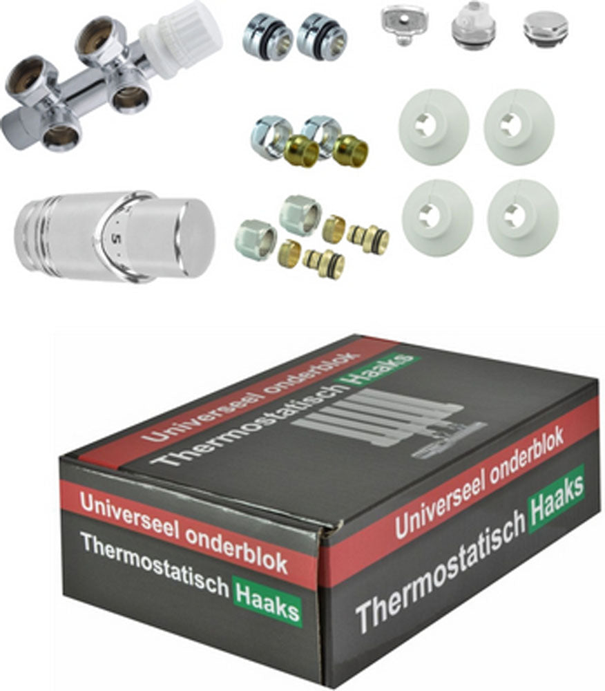 set onderblok compl. haaks (links) 16x2,0 +15 knel chroom