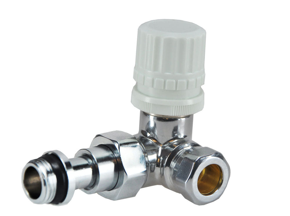 Thermostatisch voorbereid radiatorventiel haaks links 1/2" x 15 mm chroom