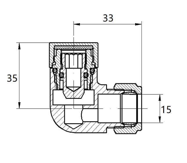 Maattekening Luxe therm.rad.aansluitset haaks verkeerd rechts mat-zwart