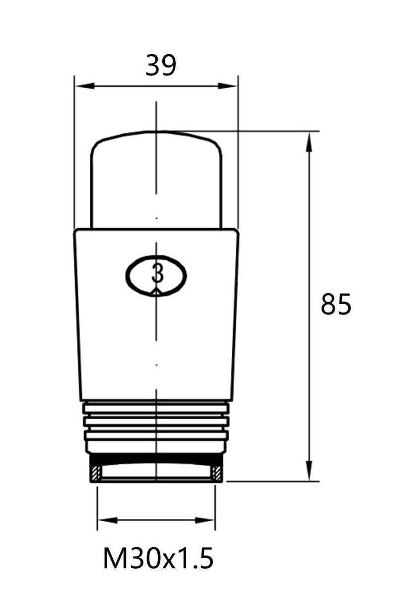 Maattekening Luxe therm.rad.aansluitset haaks verkeerd rechts mat-zwart