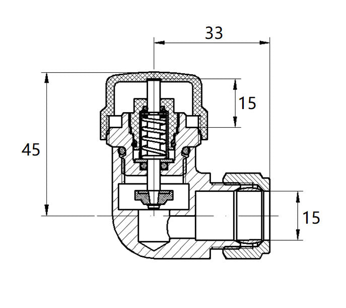 Maattekening Luxe therm.rad.aansluitset haaks verkeerd links mat-zwart