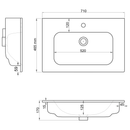 Piedra Meubelwastafel 70x46cm Keramiek, Wit