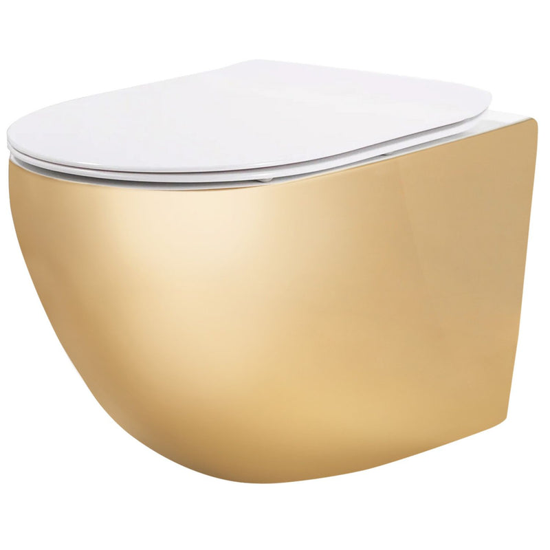 Hangende toilet Rea Carlo Mini Flat Gold White