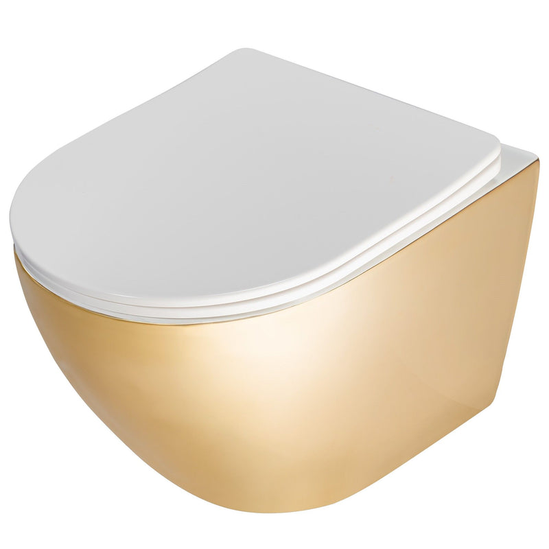 Hangende toilet Rea Carlo Mini Flat Gold White - View 3