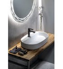 Infinity Ovale Keramische Waskom Voor Opbouw 60x40 Cm Mat Wit