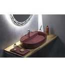 Infinity Ovale Keramische Waskom Voor Opbouw 60x40 Cm Mat Bordeauxrood