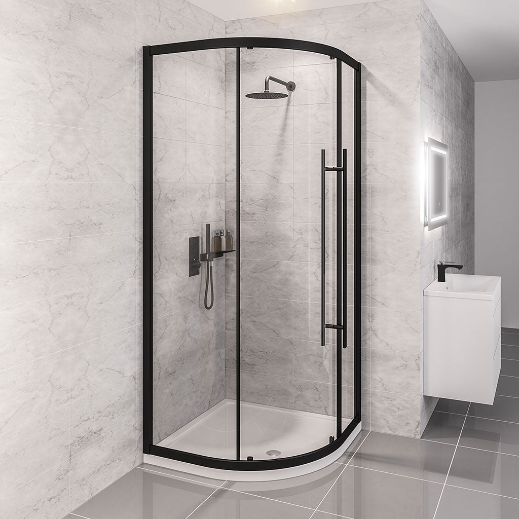 Eastbrook Vantage 2000 kwartronde douchecabine 90 x 90 x 200 cm - mat zwart