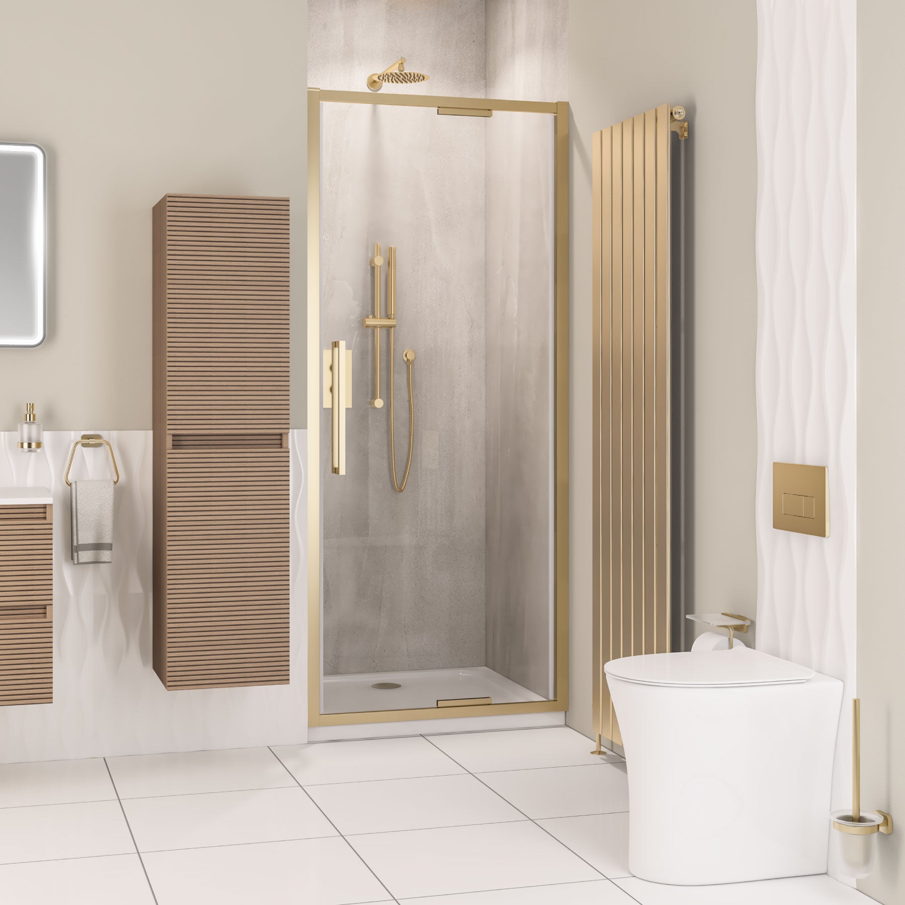 Eastbrook Corniche Douchecabine 80x100 cm 8 mm - Geborsteld Messing
