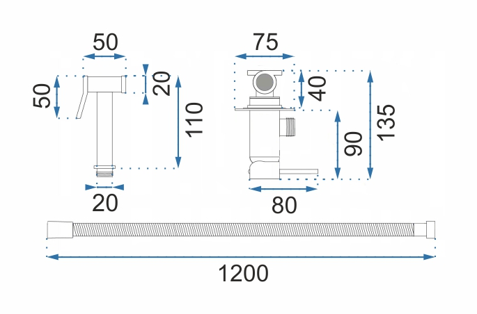 Inbouw Bidetmengkraan Rea Lungo Loop White - View 7