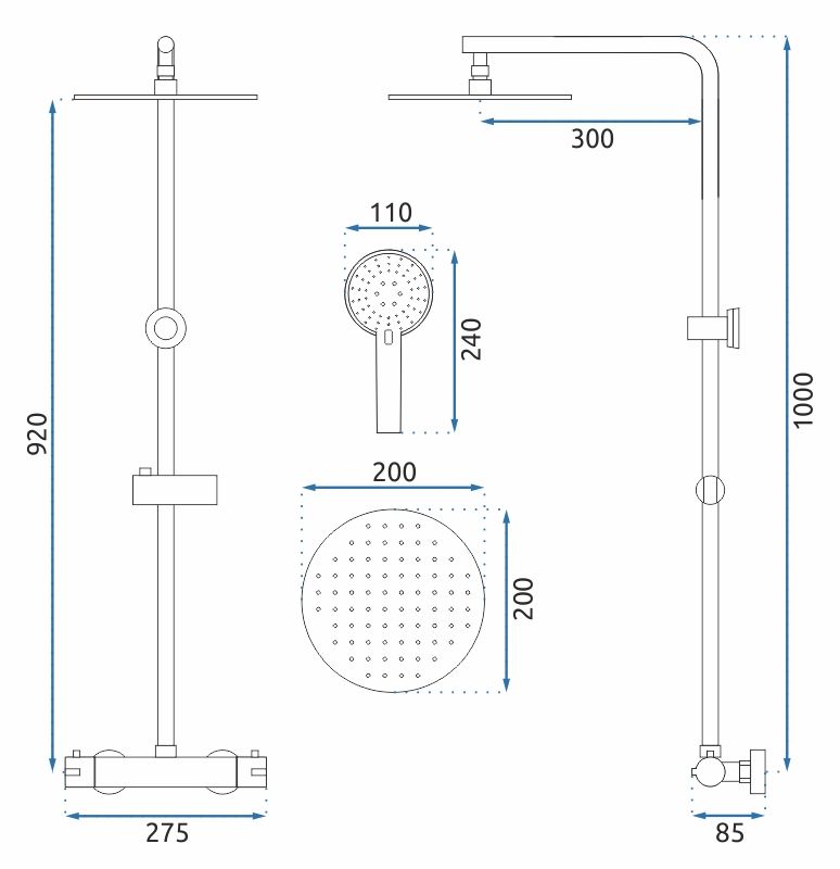 Doucheset REA BLISS CHROM met THERMOSTAAT - View 10