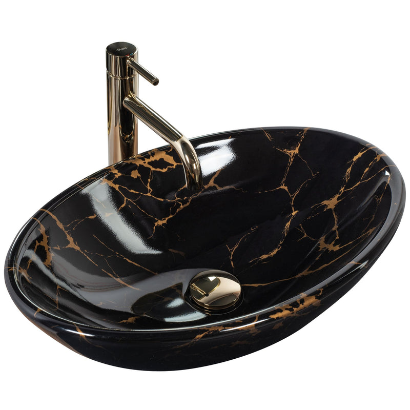 Opzetwastafel Rea Pamela Black Marble Shiny