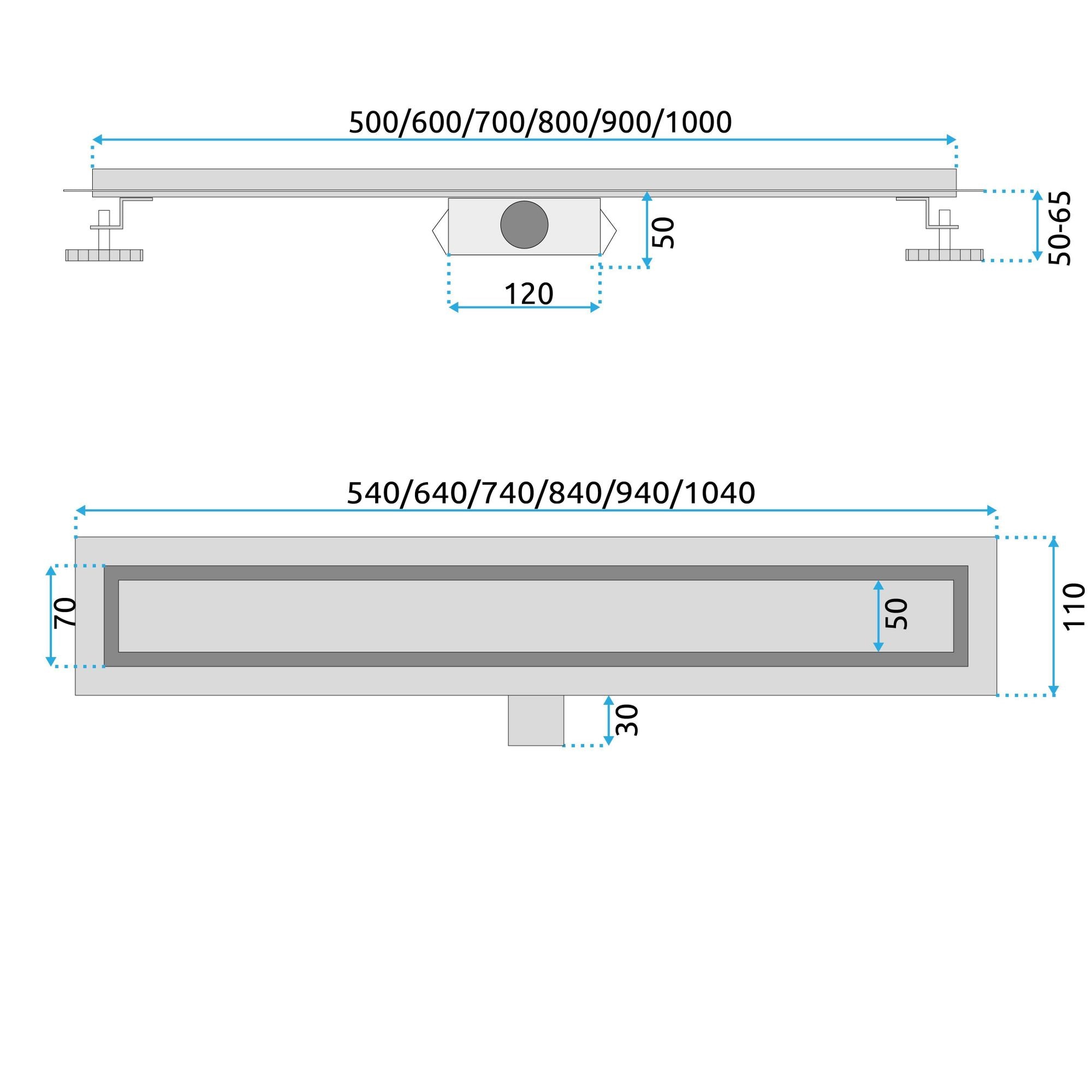 Lineaire afvoer Rea Neox BRUSH Steel 70
