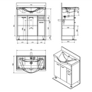 Sapho Keramia Fresh Badmeubel 75x35x75 Cm Platin Eiken