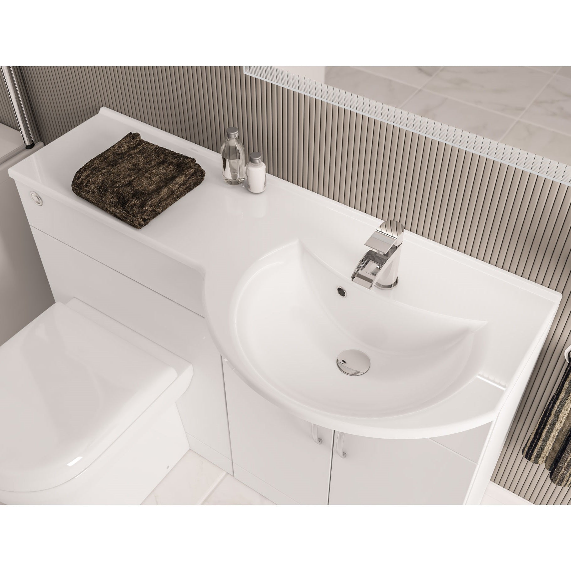 Eastbrook Lyegrove Wastafelblad 120x46 Cm Rechts Cast Marble Wit