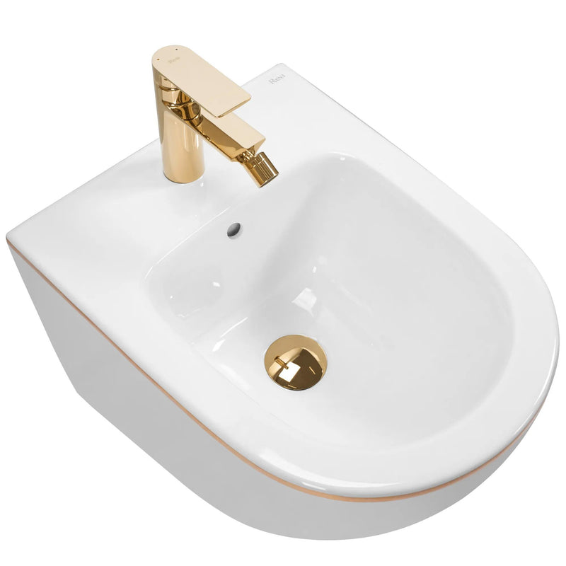 Wandbidet Rea Carlo Mini White Gold Edge - View 2