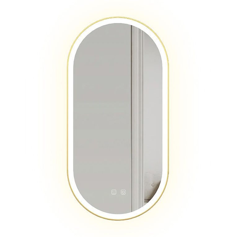 Badkamerspiegel Rea WANDSPIEGEL OVL Borstel 50×100 cm Goud — met LED-verlichting