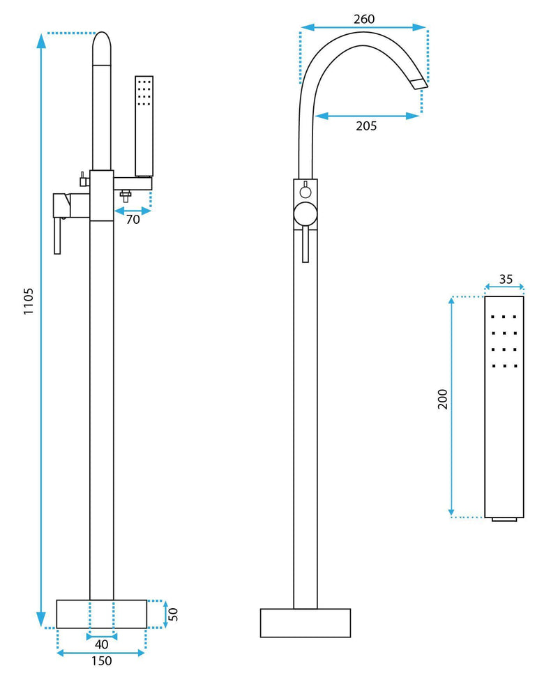 Vloeren  badmengkraan Rea Mono Chrom - View 7