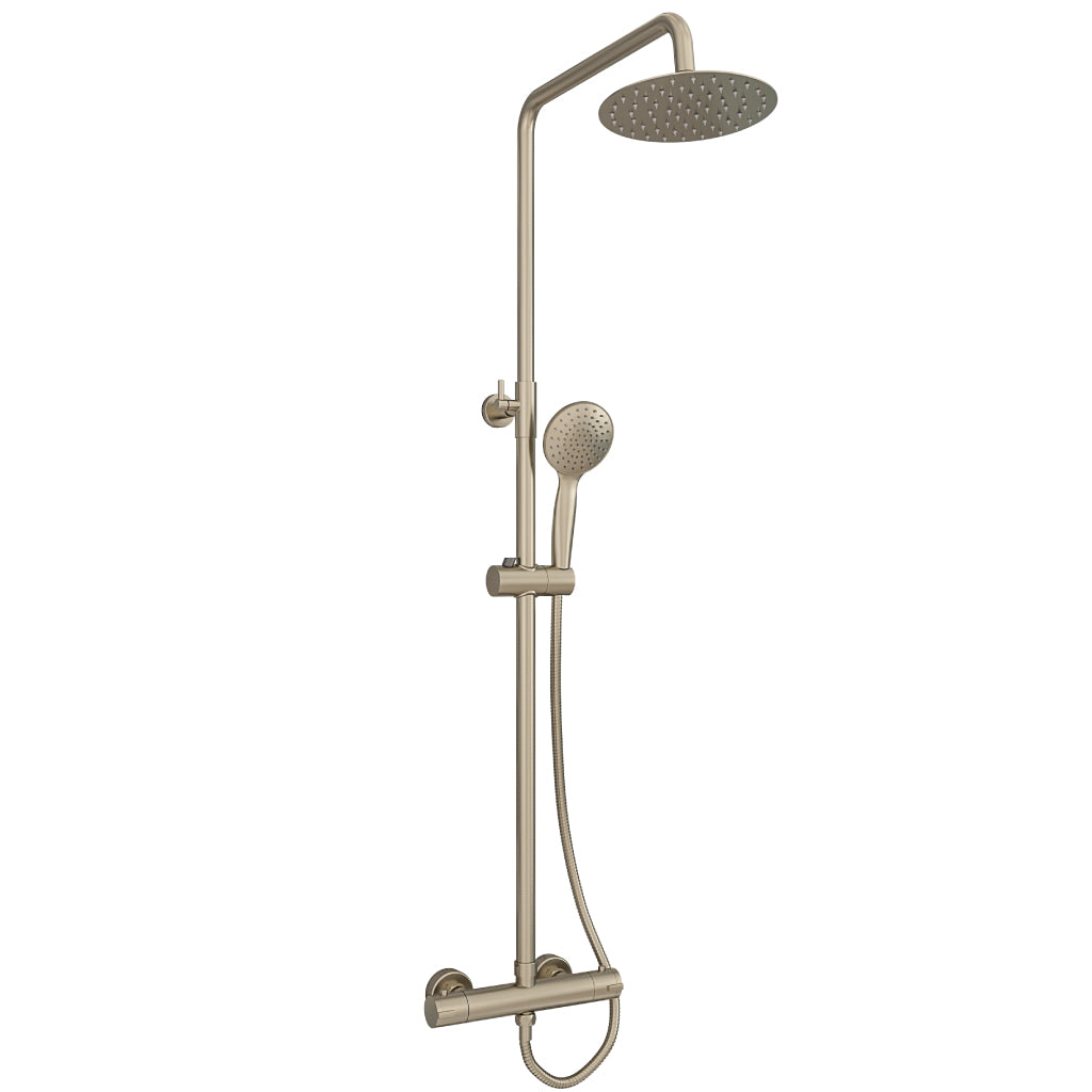 Eastbrook Moderne Ronde Thermostatische Doucheset met Regendouche en Handdouche Geborsteld Messing (goud)