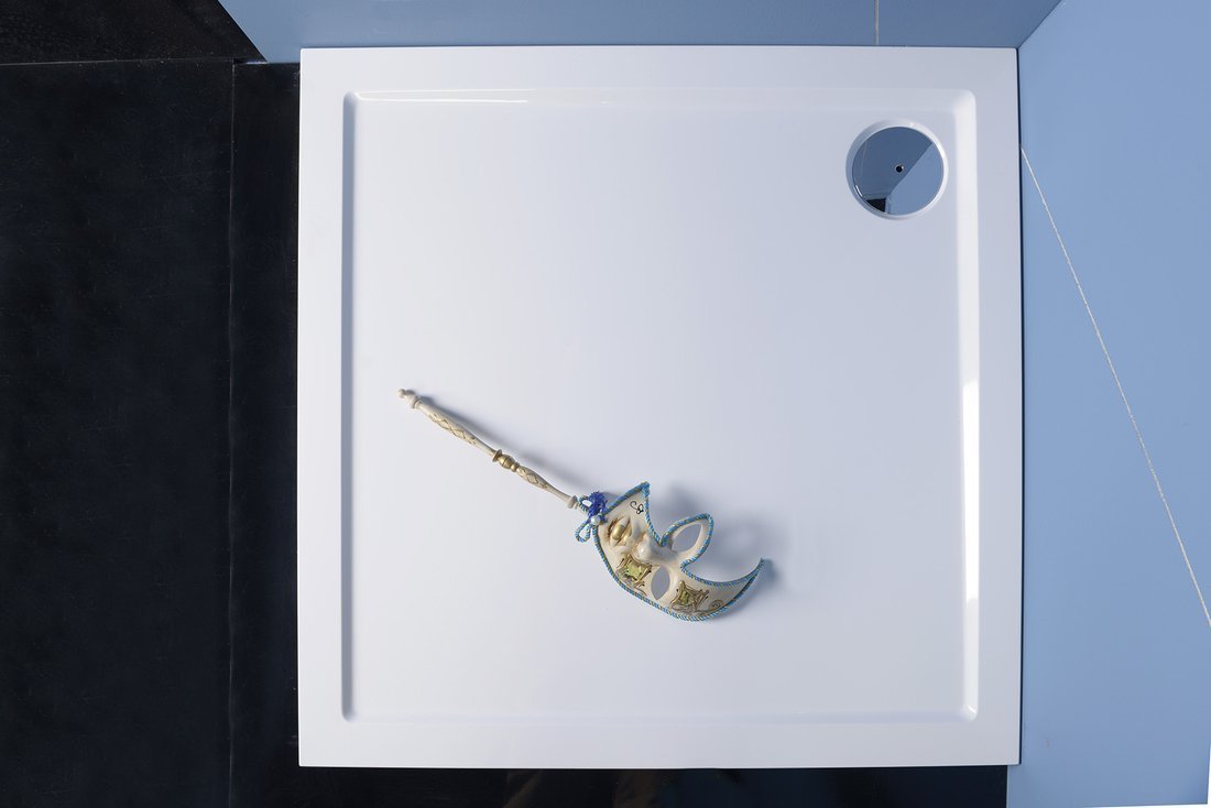 AURA Square Cast Marble Shower Tray 100x100x4cm, White
