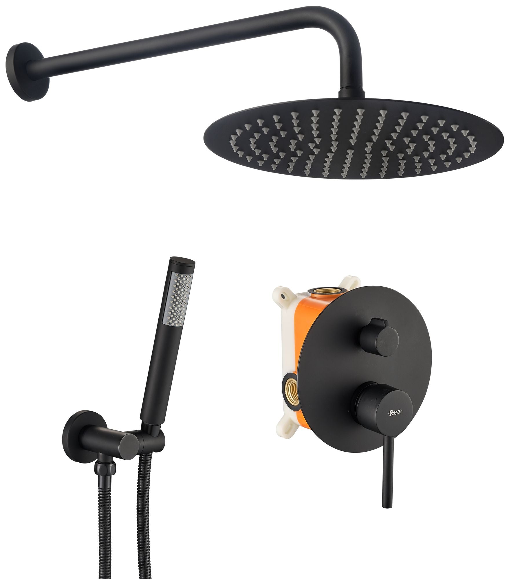 Inbouw Regendoucheset REA Lungo Mat Zwart + Box