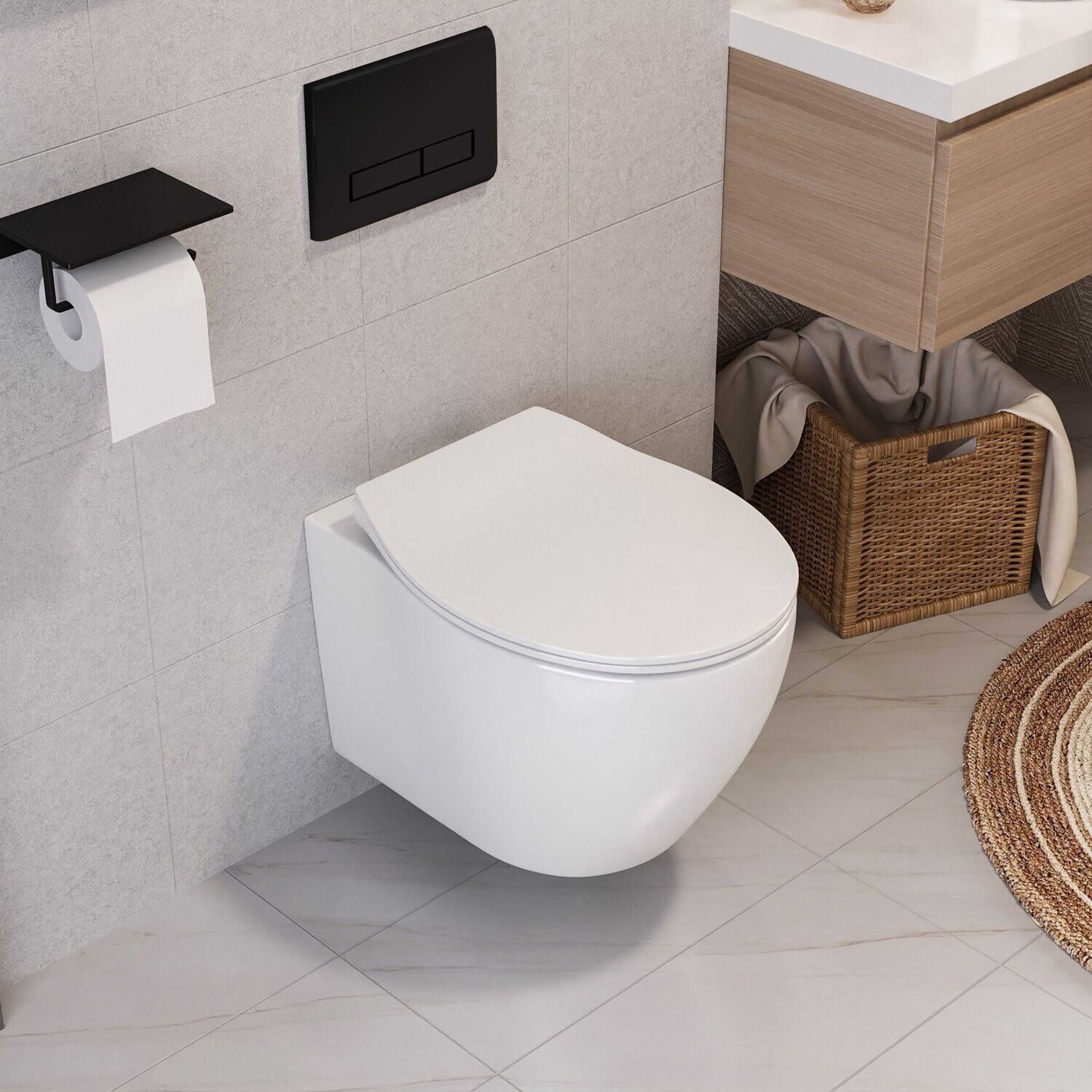 H-knop voor toileframe zwarte mat