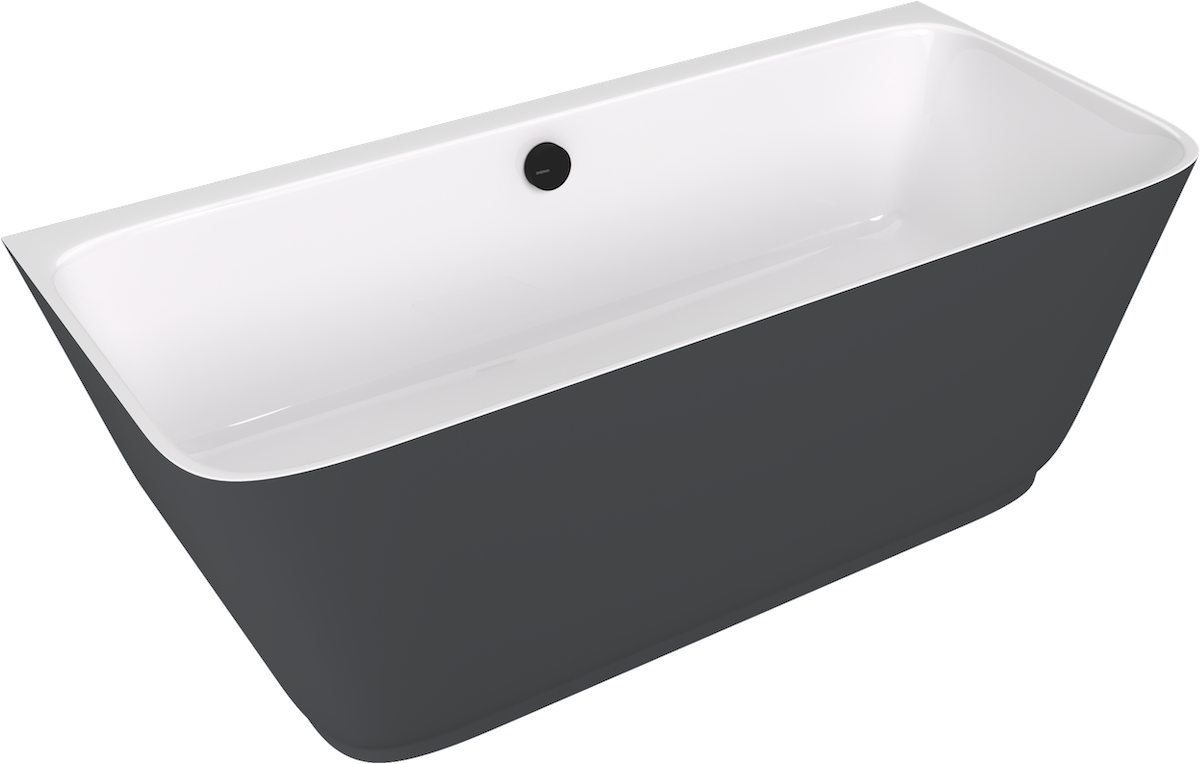 Skylla Back To Wall Bad Cast Marble 169 x 75 x 60 cm Wit Mat Antraciet
