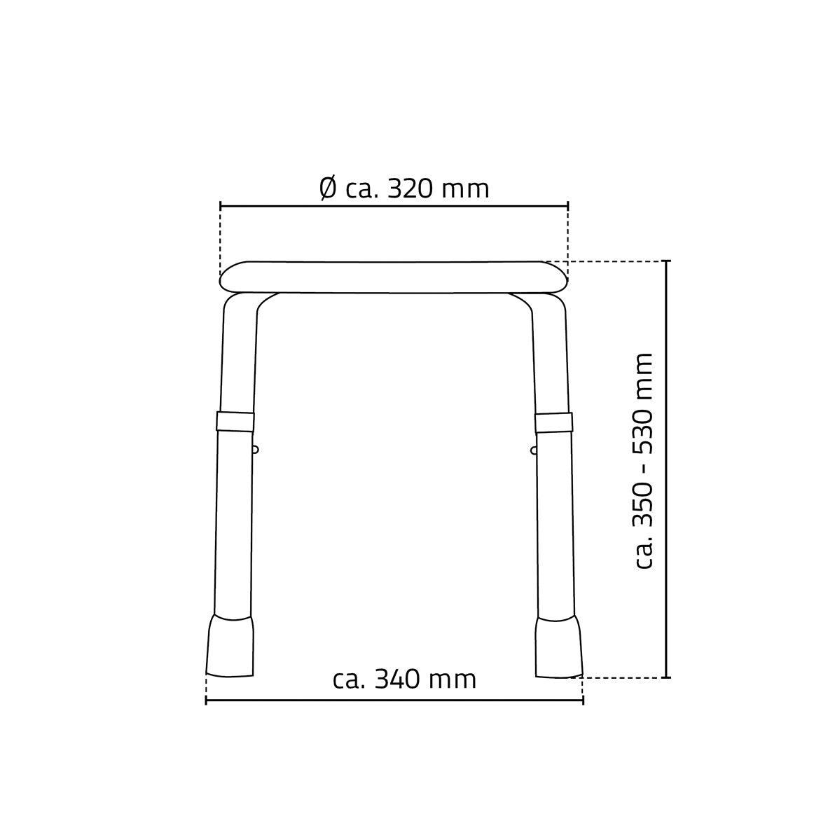 A00603101 Badkamerkrukje Rond Wit - maattekening