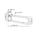 A0130101 Opklapbare Beugel Wit Kort - maattekening
