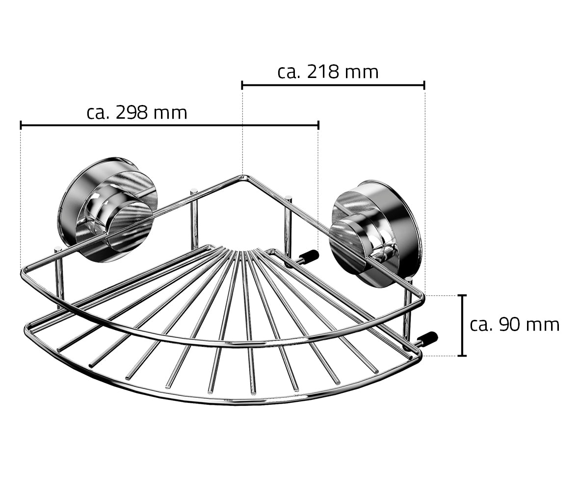 Z12020000 Hoekdoucherekje 249 X 94 X 249 Mm, Rvs/Kunststof - maattekening