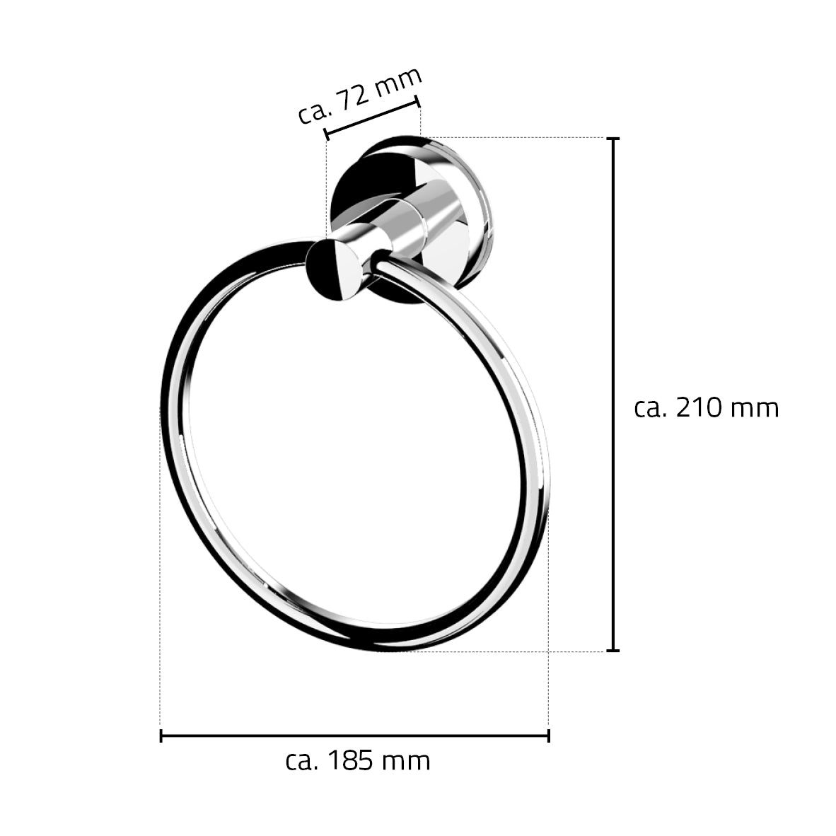 Z12050100 Handdoekring 185 X 214 X 72 Mm, Kunststof - maattekening