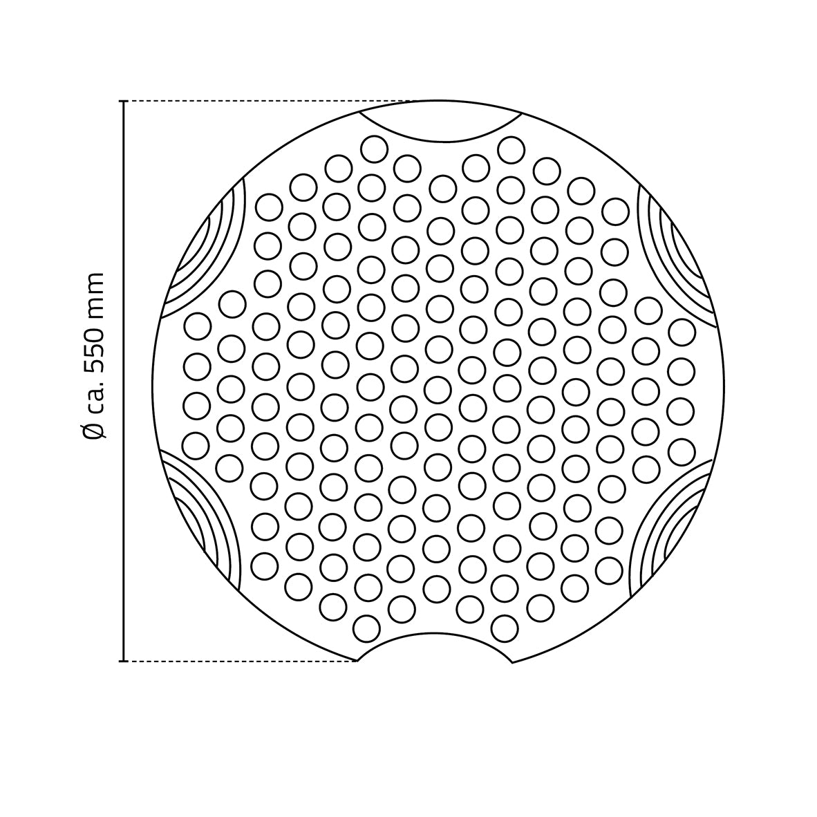 Ridder Tecnoplus antislip mat douche rond 55 cm wit - maattekening