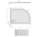RENA Rechts Kwartronde Asymmetrische Douchebak 100x80 Mineraalmarmer