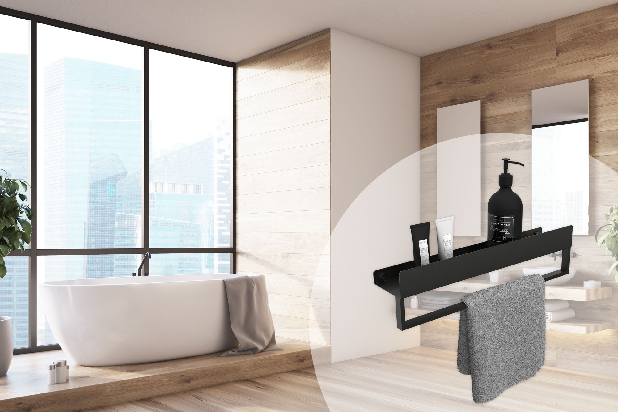 Badkamerplank SF01 45cm black matt