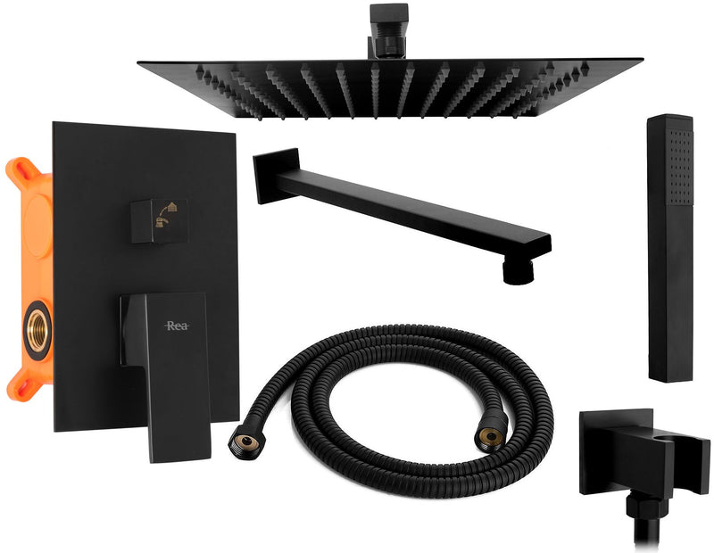 Inbouw regendoucheset Rea Fenix ​​​​Black + Box