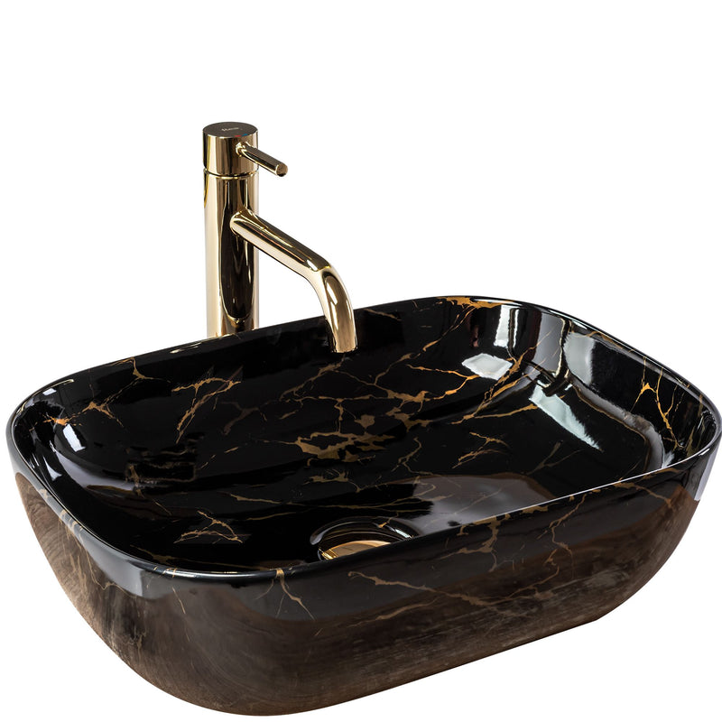 Opzetwastafel Rea Belinda Black Marble Shiny