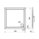 Douchebak vierkant Else 90x90x3 Cast Marble