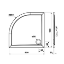Douchebak Kwartrond Else 90x90x3 Cast Marble R550