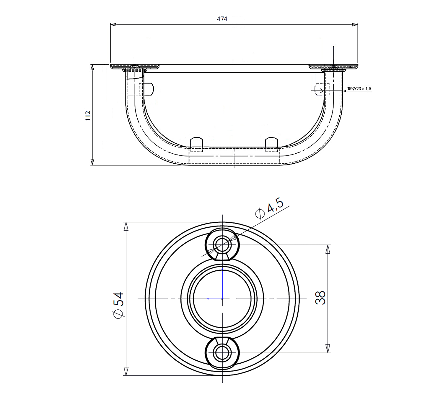 Planchet Wit met Glas 40 cm