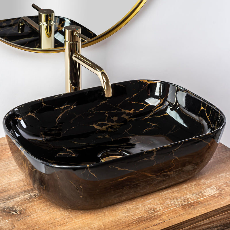 Opzetwastafel Rea Belinda Black Marble Shiny - View 3