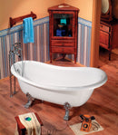 Retro vrijstaand bad op pootjes 147×69,5×67,5 cm met poten in mat chroom en badkleur wit